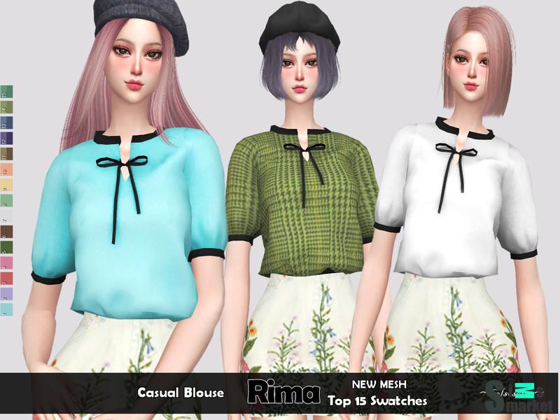 Блузка RIMA от helsoseira для Симс 4. Скачать мод
