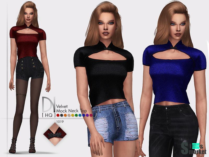 Блузка Velvet от DarkNight  для Симс 4. Скачать мод