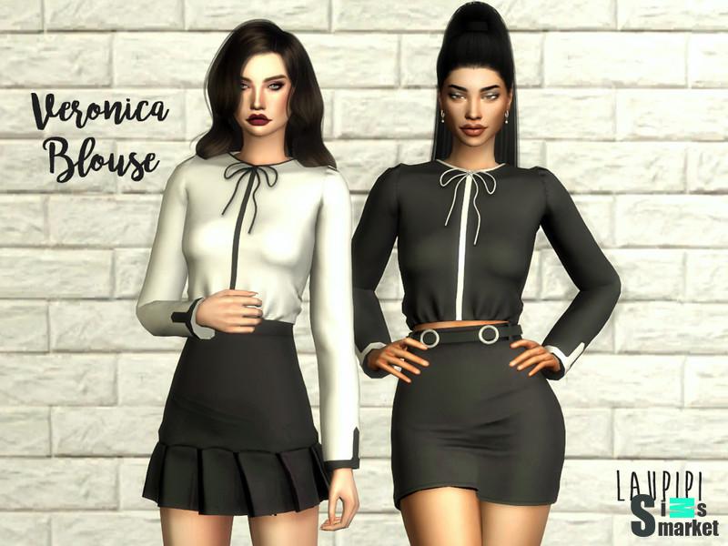 Блузка Veronica от laupipi для Симс 4. Скачать мод