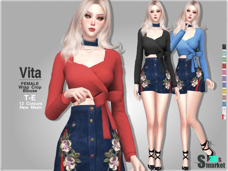 Блузка Vita by Helsoseira для Симс 4. Скачать мод