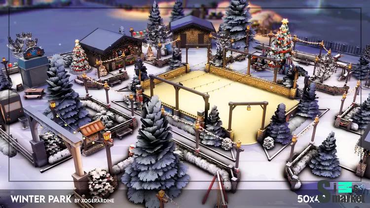 Большой зимний парк- Winter park для Симс 4. Скачать мод