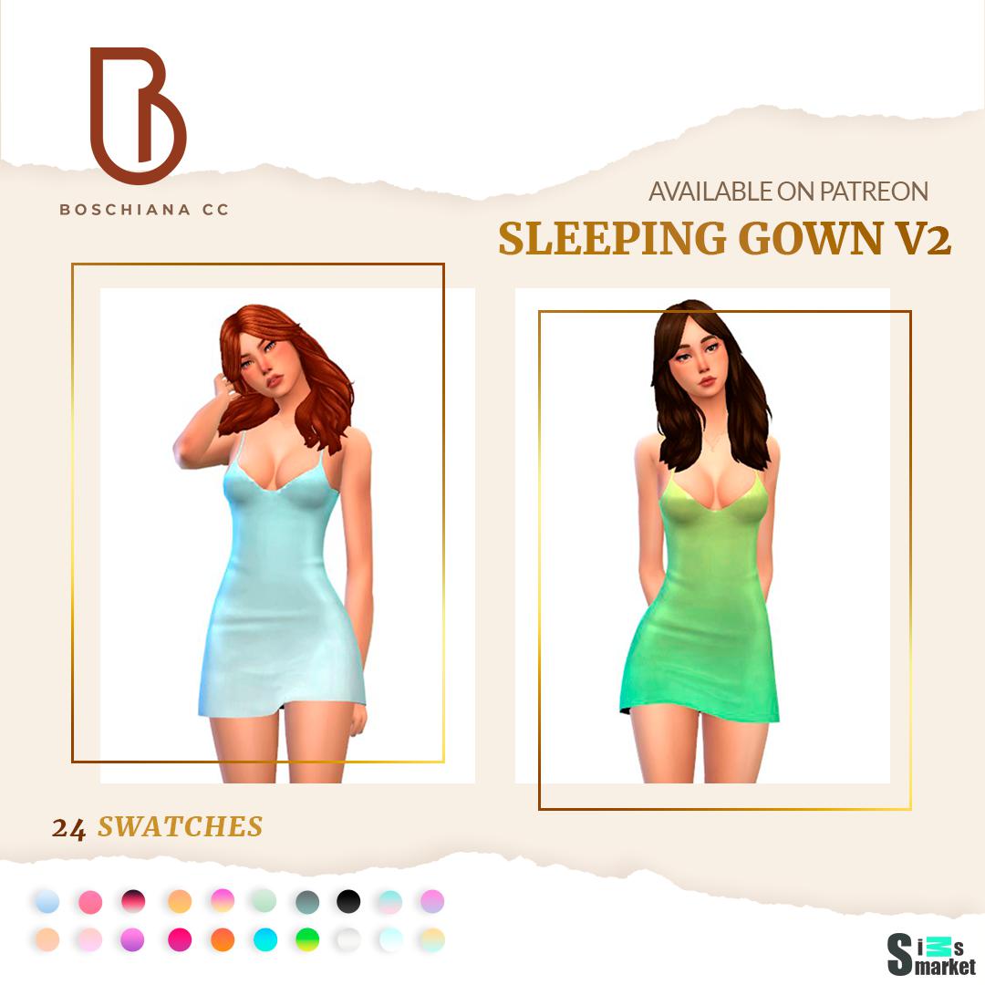 [Boschiana] Sleeping Gown V2 для Симс 4. Скачать мод