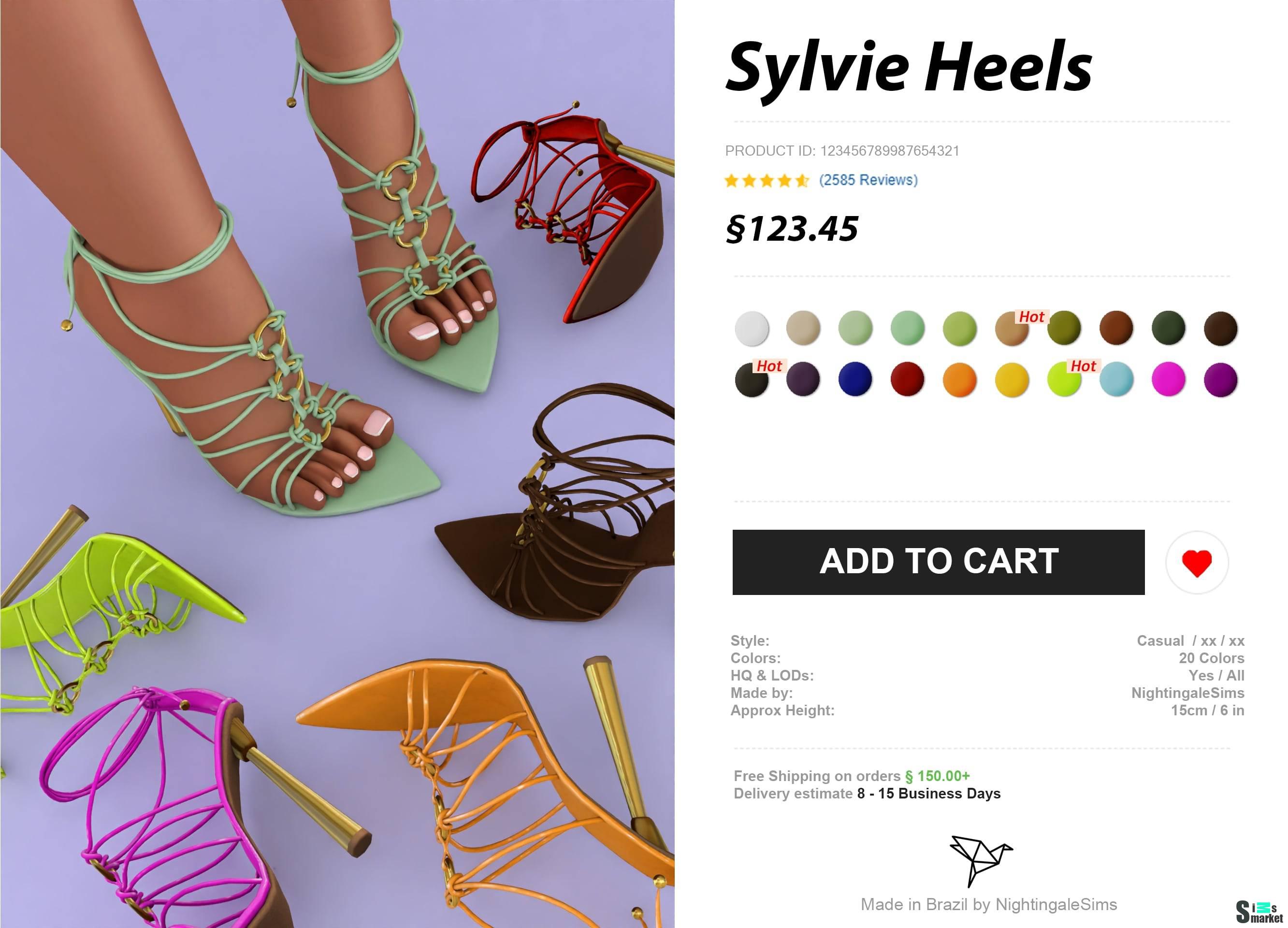 Босоножки "Sylvie Heels" для Симс 4 для Симс 4. Скачать мод