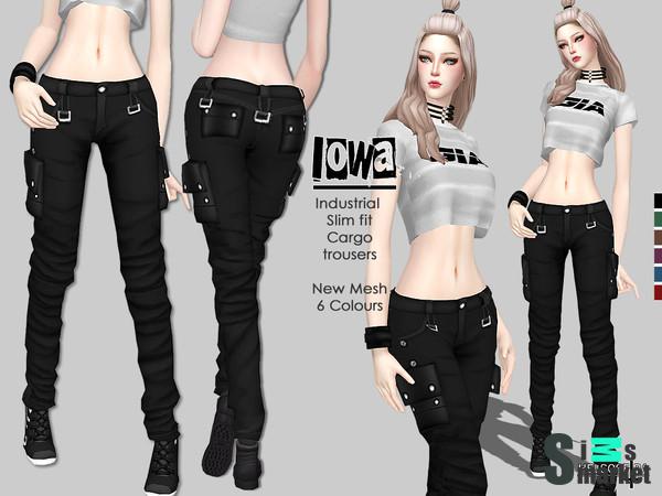 Брюки Slim fit - IOWA by Helsoseira для Симс 4. Скачать мод