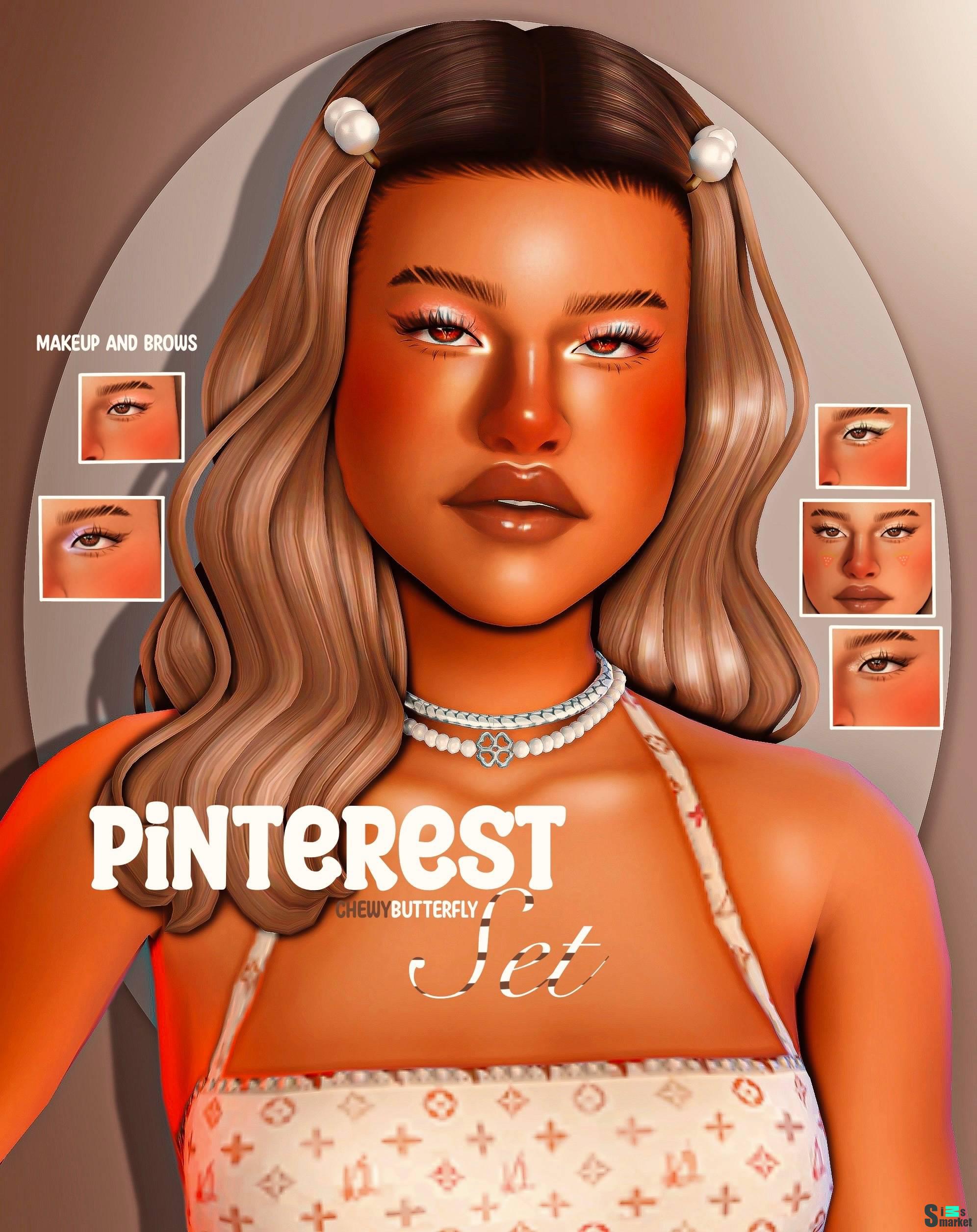 Брови и косметика "Pinterest set" для Симс 4 для Симс 4. Скачать мод