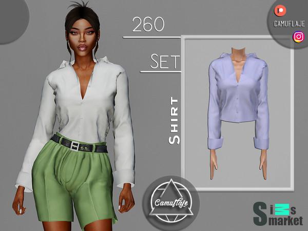 Camuflaje - Buttons Up Shirt для Симс 4. Скачать мод