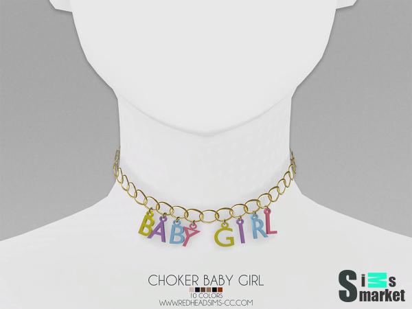 Чокер baby girl by redheadsims для Симс 4. Скачать мод
