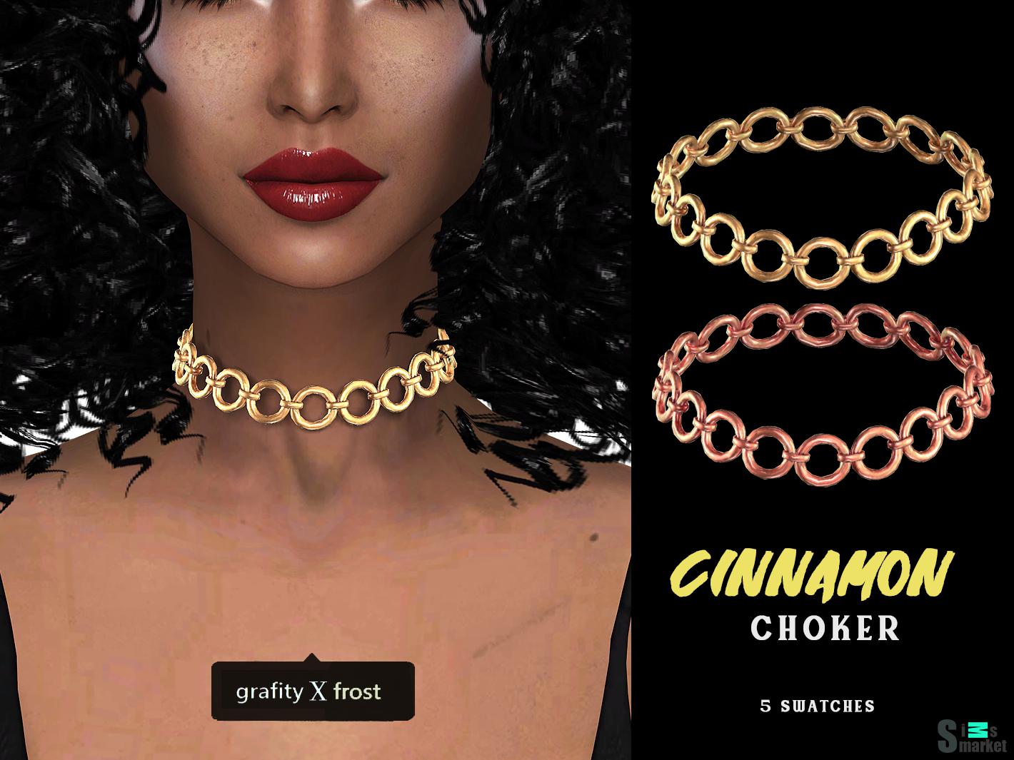 Чокер Cinnamon by Grafity-cc для Симс 4. Скачать мод