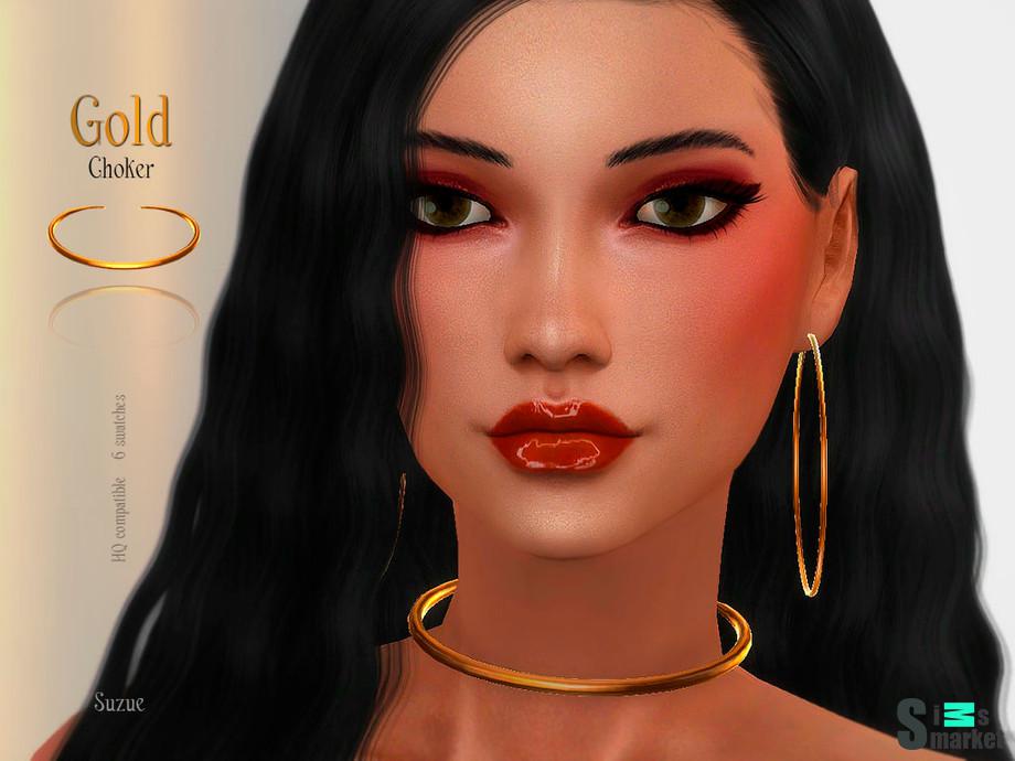 Чокер Gold by Suzue для Симс 4. Скачать мод