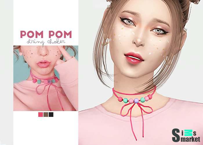 Чокер "Pom Pom String Choker" для Симс 4 для Симс 4. Скачать мод