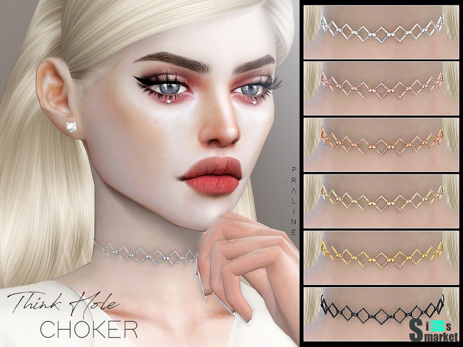 Чокер Think Hole by Pralinesims для Симс 4. Скачать мод