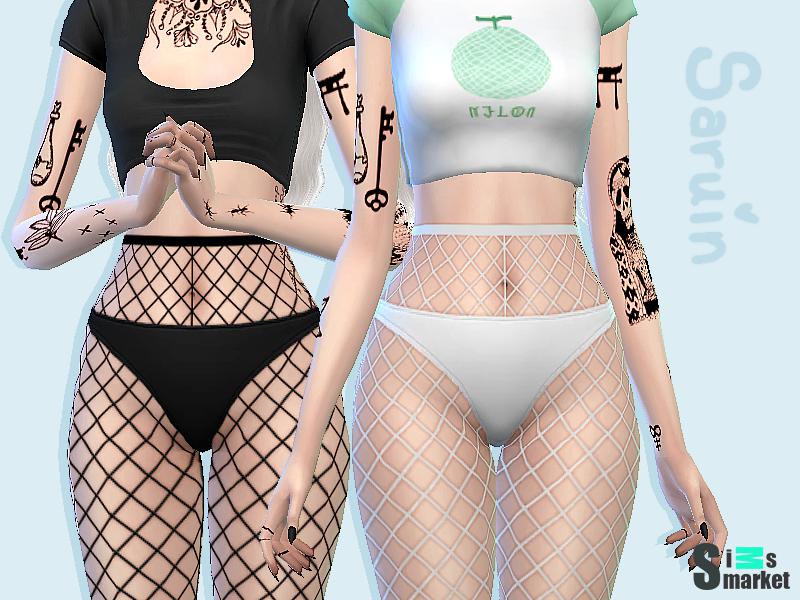 Чулки Fishnet by Saruin для Симс 4. Скачать мод