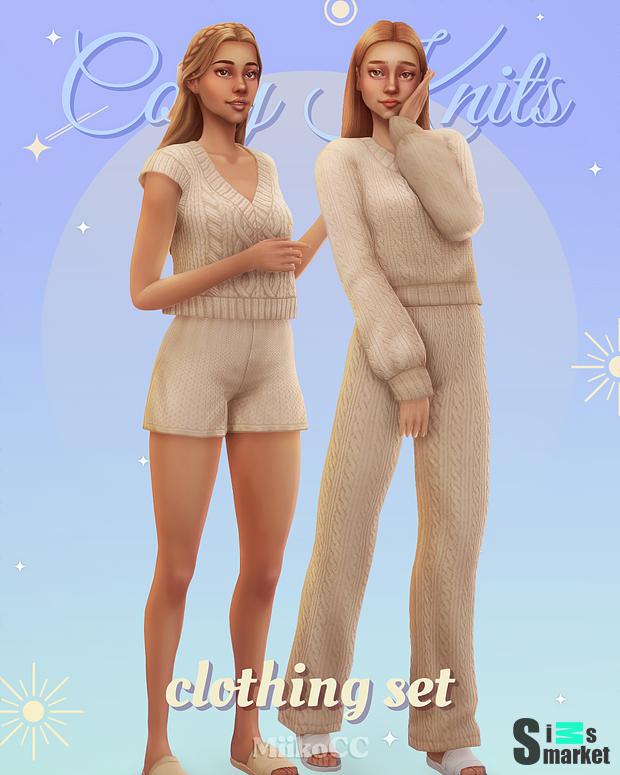 Cozy Knits clothing set by Miiko для Симс 4. Скачать мод