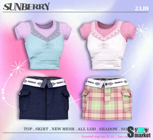 Crop top Sunberry для Симс 4. Скачать мод
