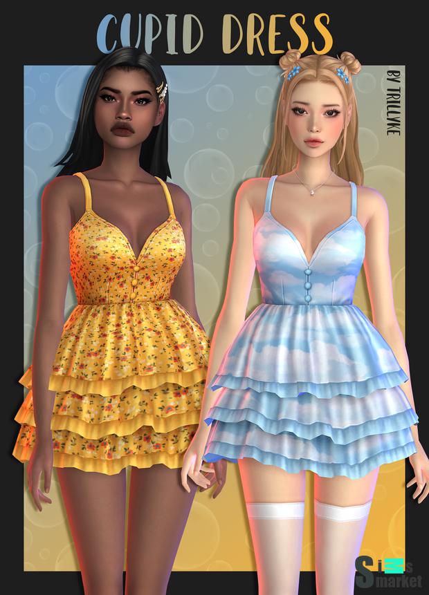 Cupid Dress для Симс 4. Скачать мод