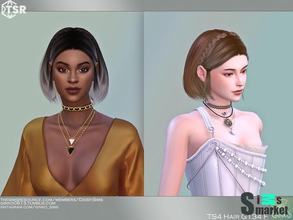 Daisy-Sims - Bob Hairstyle with braids - G134 для Симс 4. Скачать мод