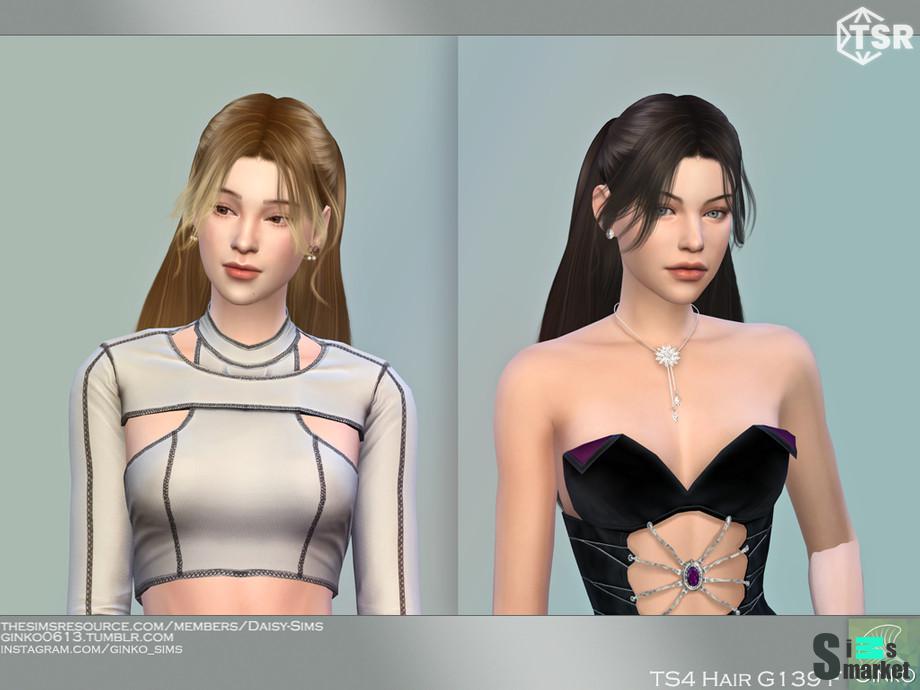 Daisy-Sims - Half Up Long Hairstyle - G139 для Симс 4. Скачать мод