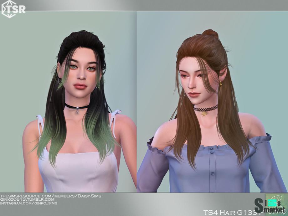 Daisy-Sims - Half Updo Hairstyle - G133 для Симс 4. Скачать мод