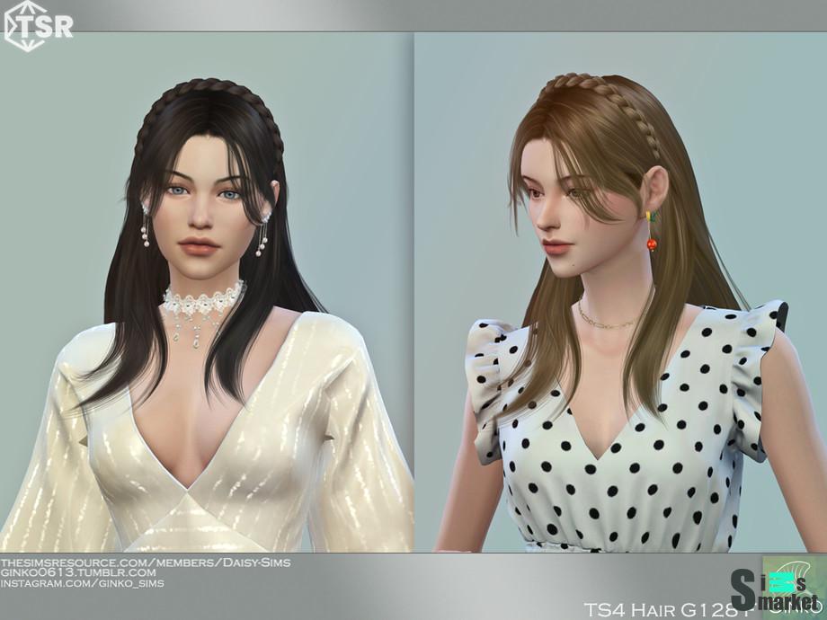 Daisy-Sims - Long Straight Hairstyle with braids - G128 для Симс 4. Скачать мод