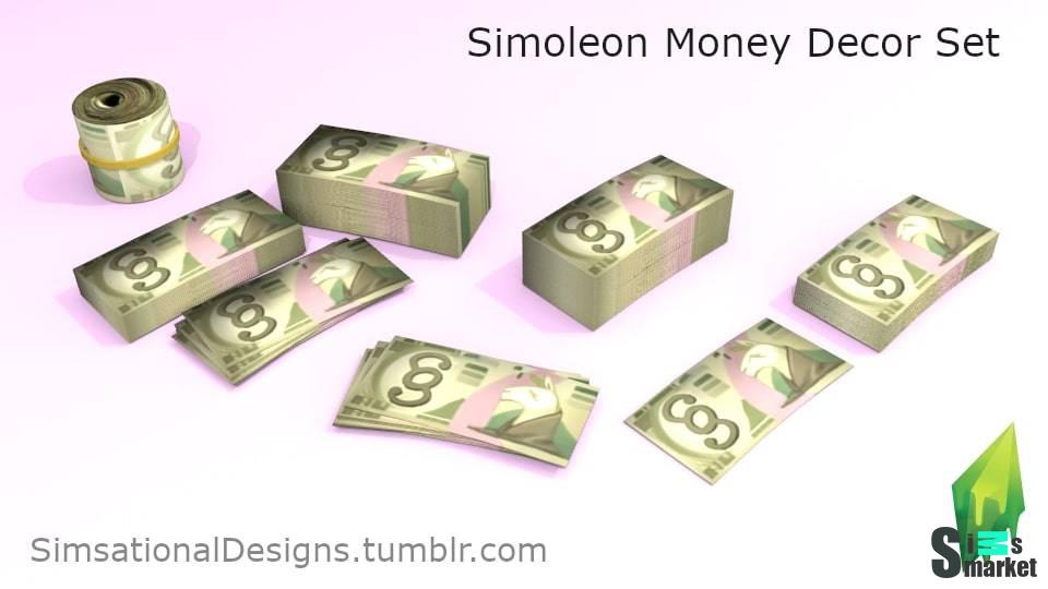 Декоративные деньги "Simoleon Money Decor Set" для Симс 4 для Симс 4. Скачать мод