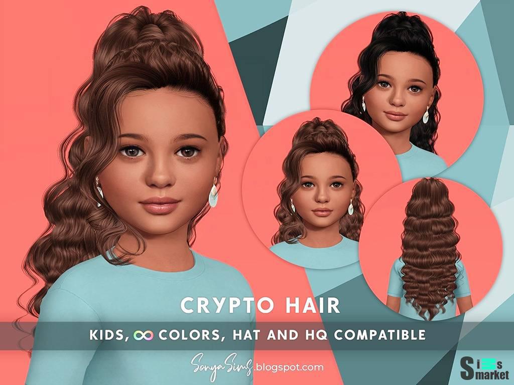 Детская прическа "Crypto Hair" для Симс 4 для Симс 4. Скачать мод