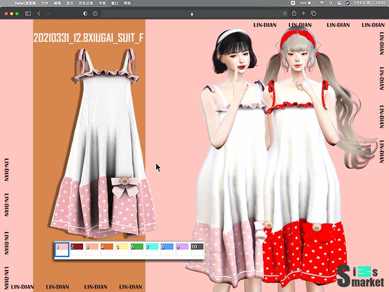 Длинное платье by LIN_DIAN для Симс 4. Скачать мод