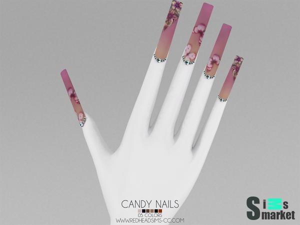 Длинные ногти CANDY NAILS by redheadsims для Симс 4. Скачать мод