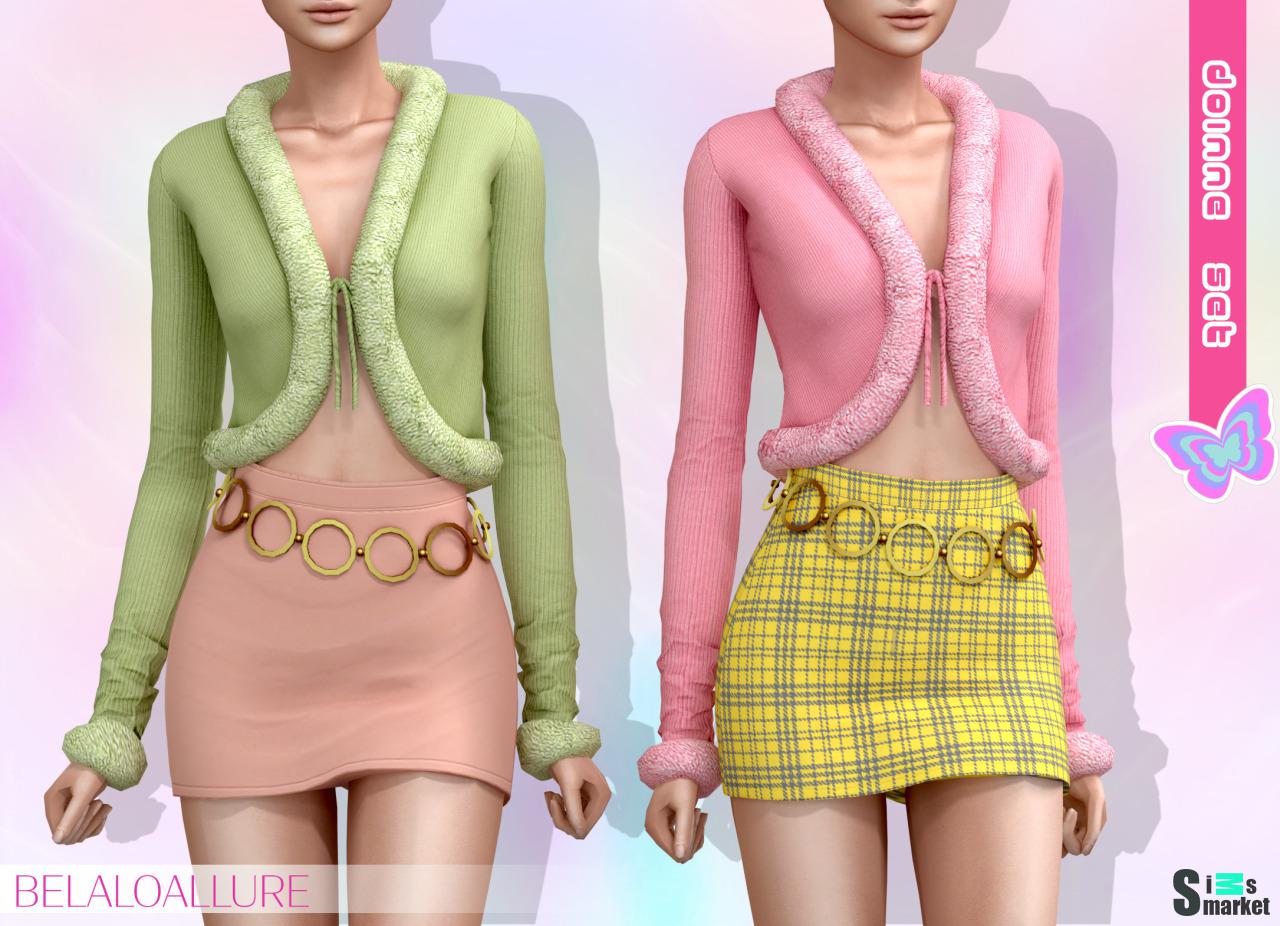 "Doinne set" skirt BELALOALLURE для Симс 4. Скачать мод