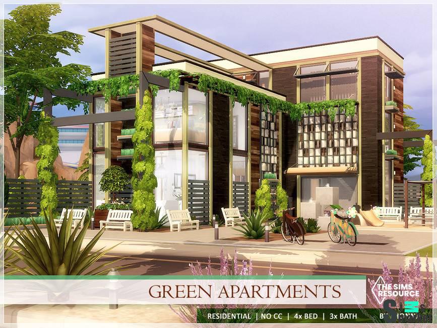 Дом Green Apartments для Симс 4. Скачать мод