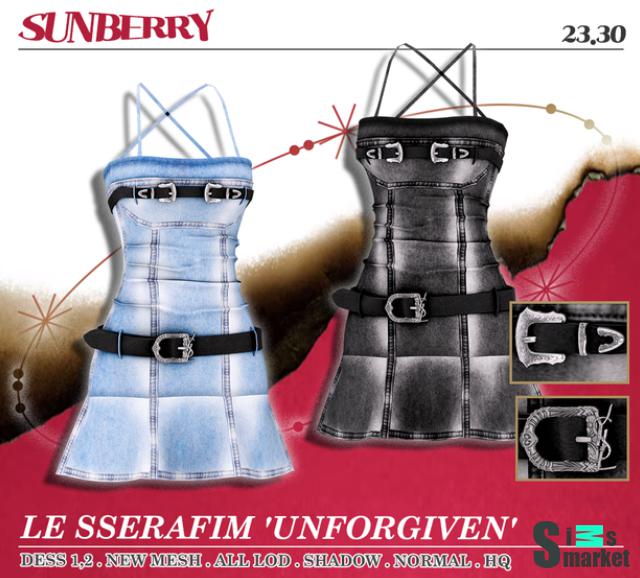 Dress Sunberry LE SERAFIM для Симс 4. Скачать мод
