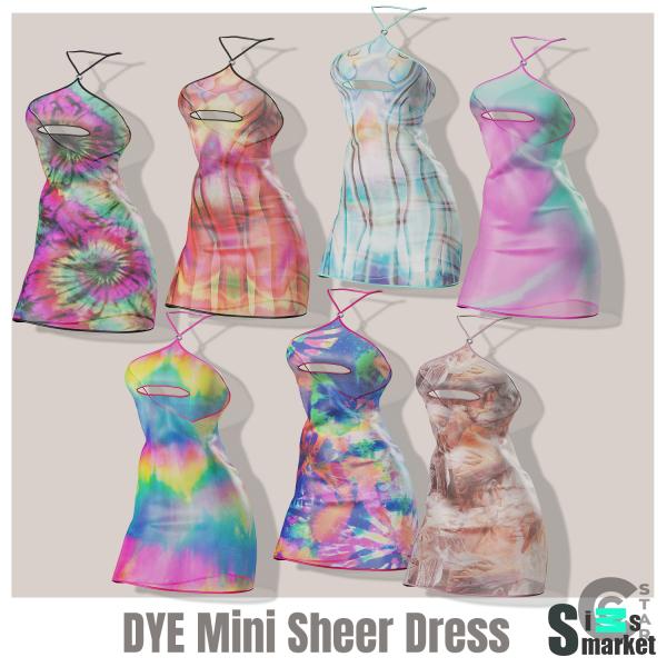 dye mini sheer dress для Симс 4. Скачать мод