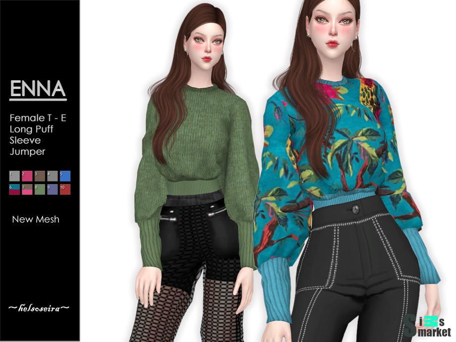 Джемпер ENNA by Helsoseira для Симс 4. Скачать мод
