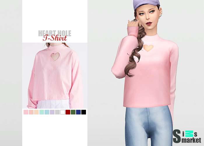 Джемпер "Heart Hole T-Shirt" для Симс 4 для Симс 4. Скачать мод