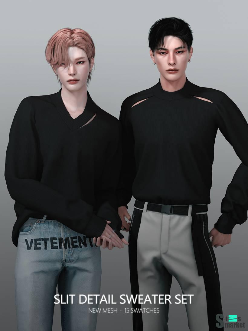 Джемпера для симов "Slit Detail Sweater Set" для Симс 4 для Симс 4. Скачать мод
