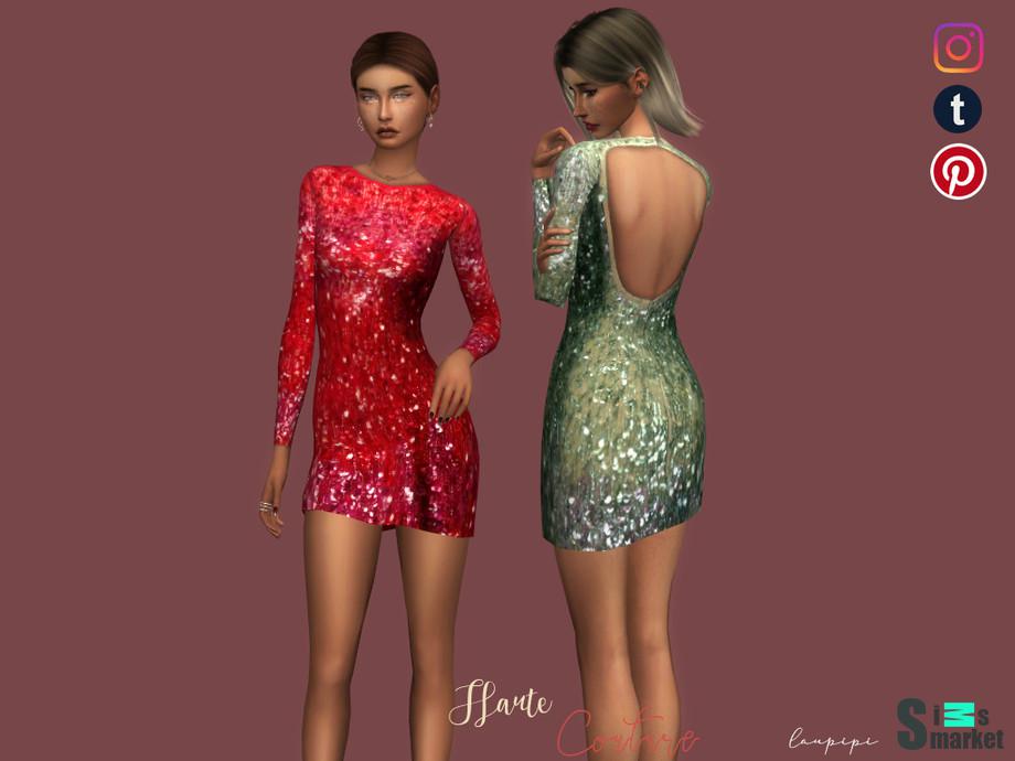 Embellished short dress by laupipi для Симс 4. Скачать мод