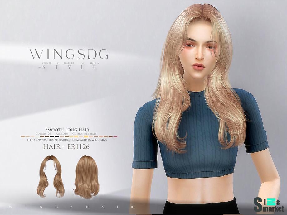 ER1126-Smooth long hair для Симс 4. Скачать мод