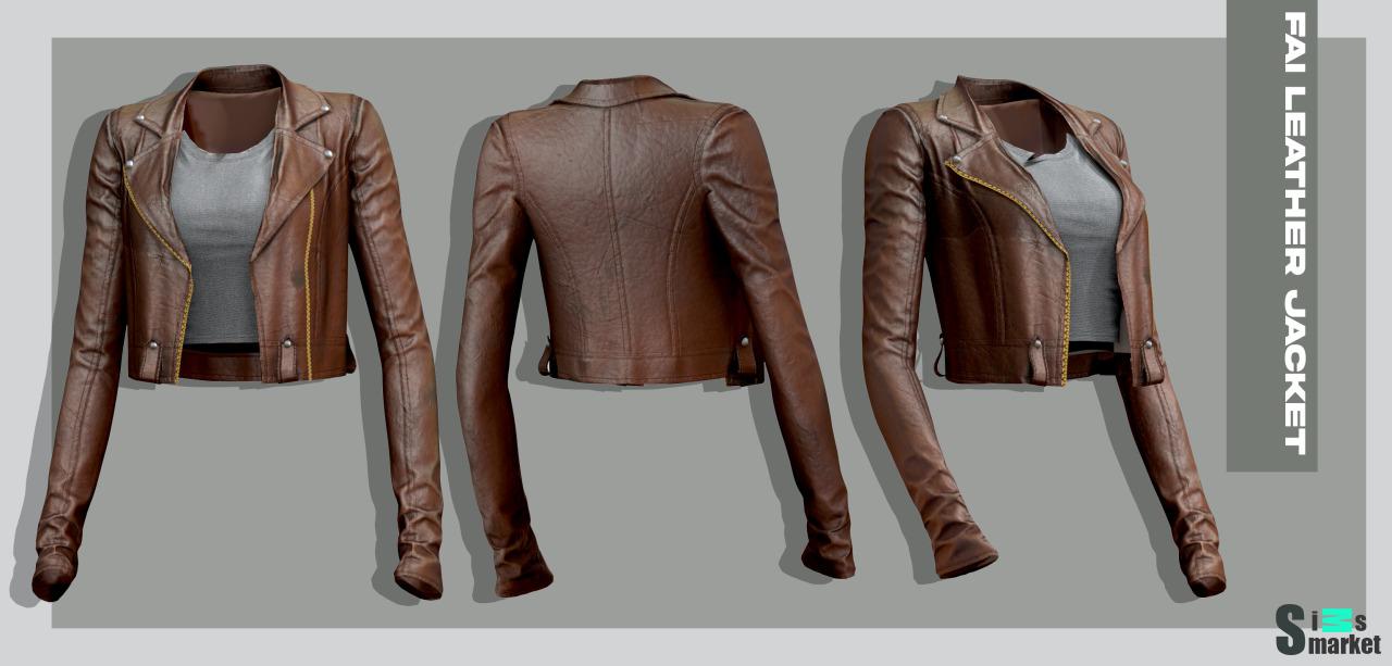 "Fai leather jacket" BELALOALLURE для Симс 4. Скачать мод