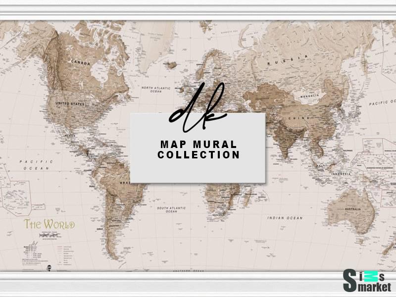 Фотообои "Map Mural Collection" для Симс 4 для Симс 4. Скачать мод