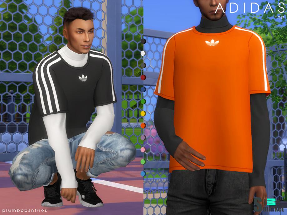 Футболка ADIDAS by Plumbobs n Fries для Симс 4. Скачать мод