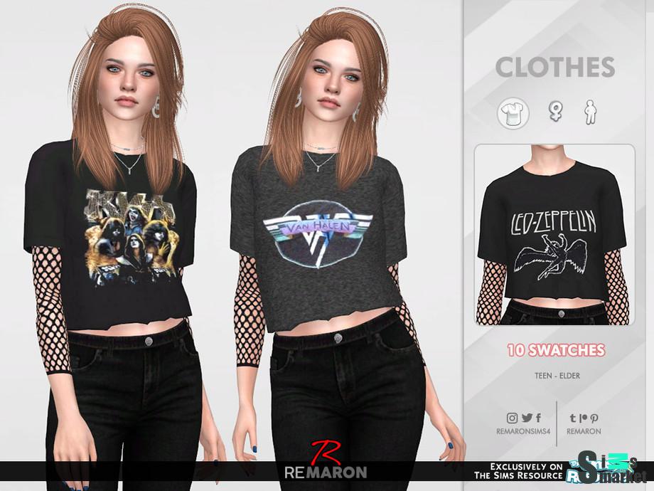 Футболка Bands by remaron для Симс 4. Скачать мод