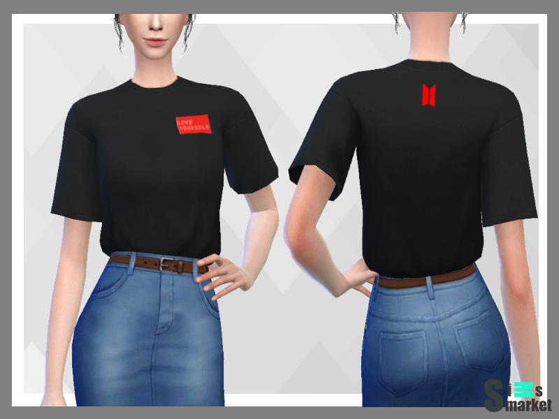 Футболка BTS LY by soyosims для Симс 4. Скачать мод