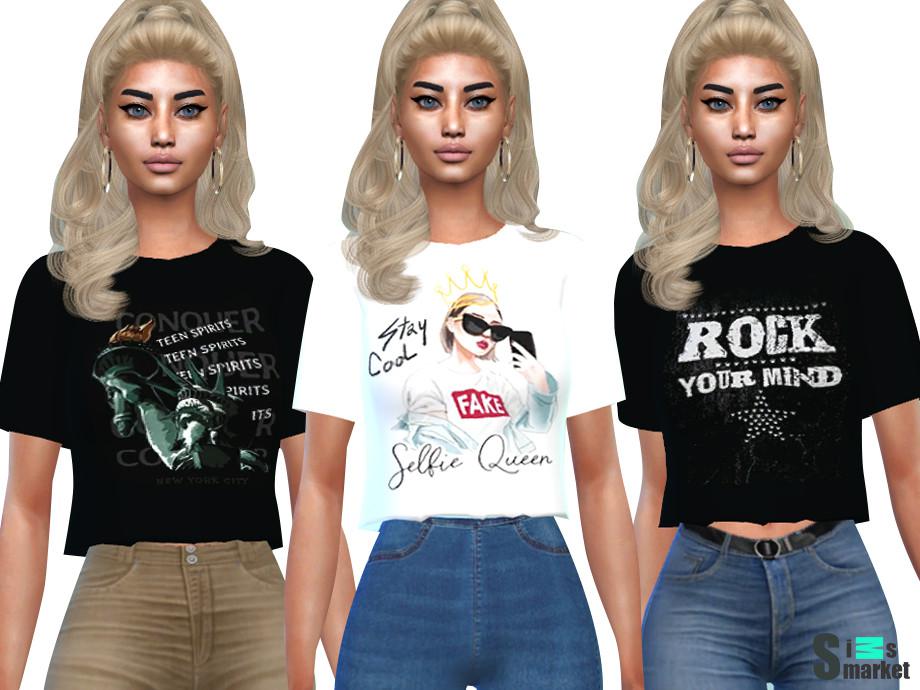 Футболка Crop by Saliwa для Симс 4. Скачать мод
