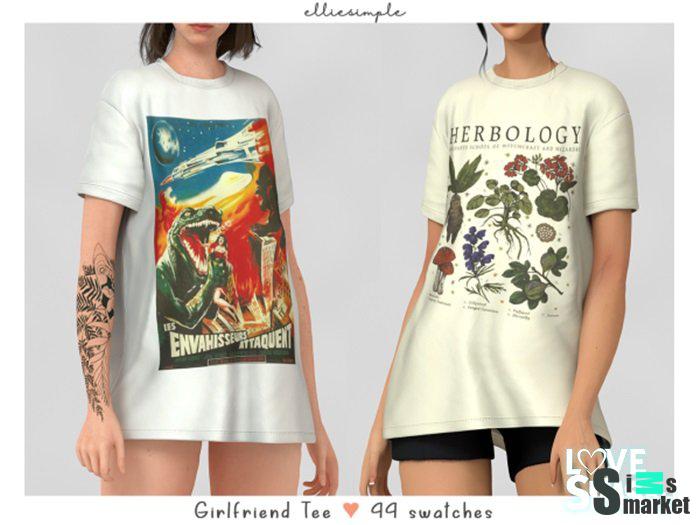 Футболка Girlfriend Tee для Симс 4. Скачать мод