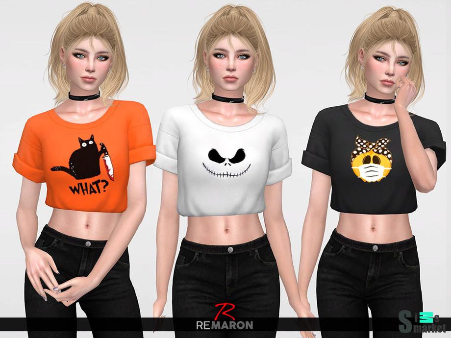 Футболка Halloween by remaron   для Симс 4. Скачать мод