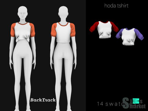 Футболка Hoda Tshirt by для Симс 4. Скачать мод