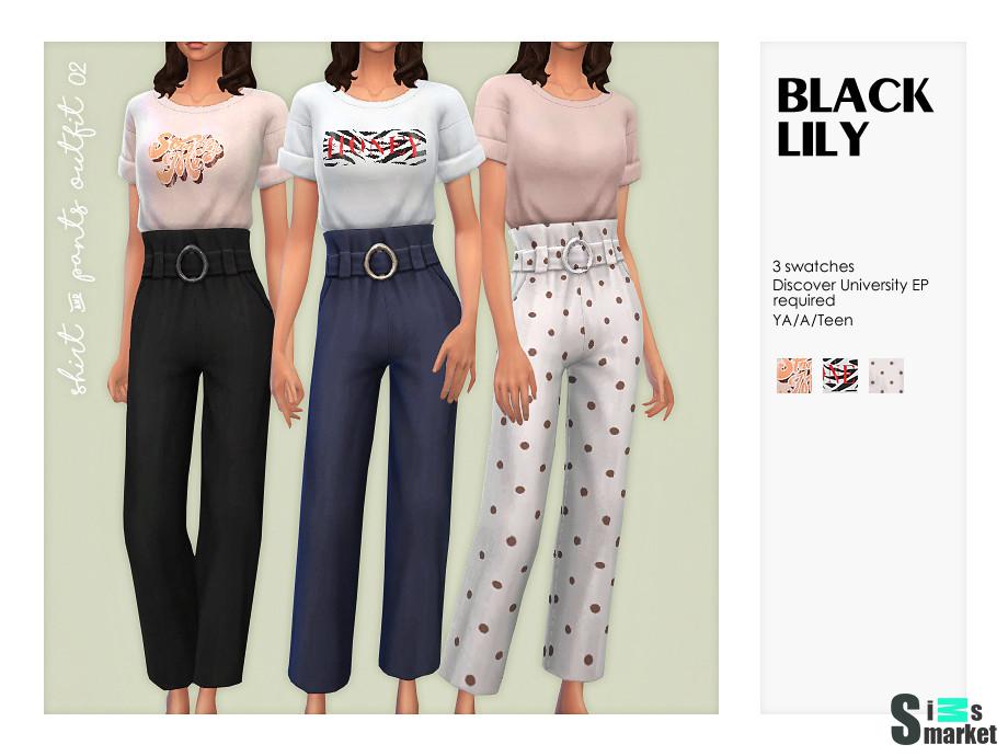 Футболка и штаны 02 by Black Lily для Симс 4. Скачать мод