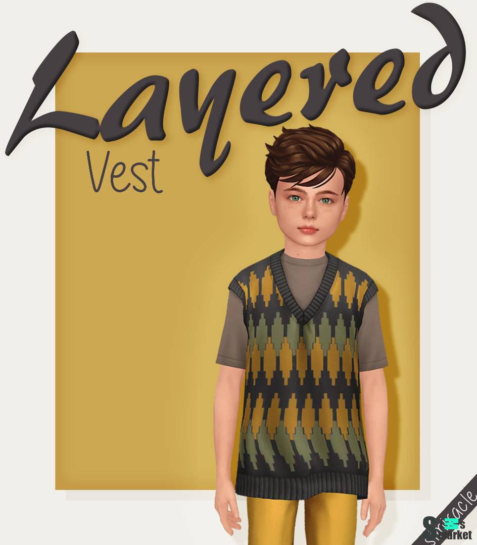 Футболка и жилетка для мальчиков "Layered Vest" для Симс 4 для Симс 4. Скачать мод