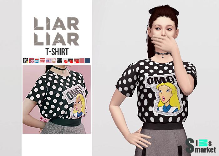 Футболка "Liar Liar T-Shirt" для Симс 4. Скачать мод