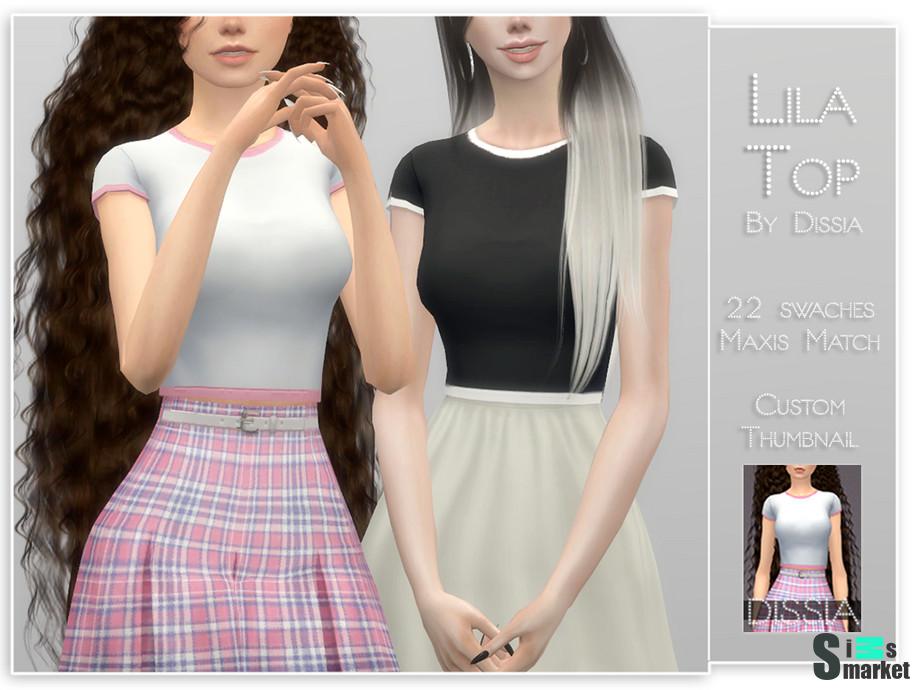 Футболка Lila by Dissia для Симс 4. Скачать мод