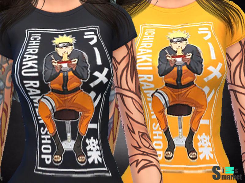 Футболка Naruto by TeddiTerri2 для Симс 4. Скачать мод